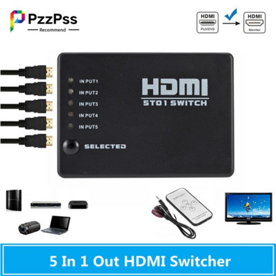 PzzPss 5 porturi HDMI Switch HD 1080P Selector Splitter Hub cu telecomandă IR pentru HDTV DVD BOX Switch HDMI 5 In 1 Out