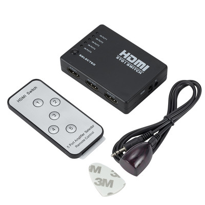 PzzPss HDMI prekidač s 5 priključaka HD 1080P Selector Splitter Hub s IR daljinskim upravljačem za HDTV DVD BOX HDMI Switcher 5 In 1 Out