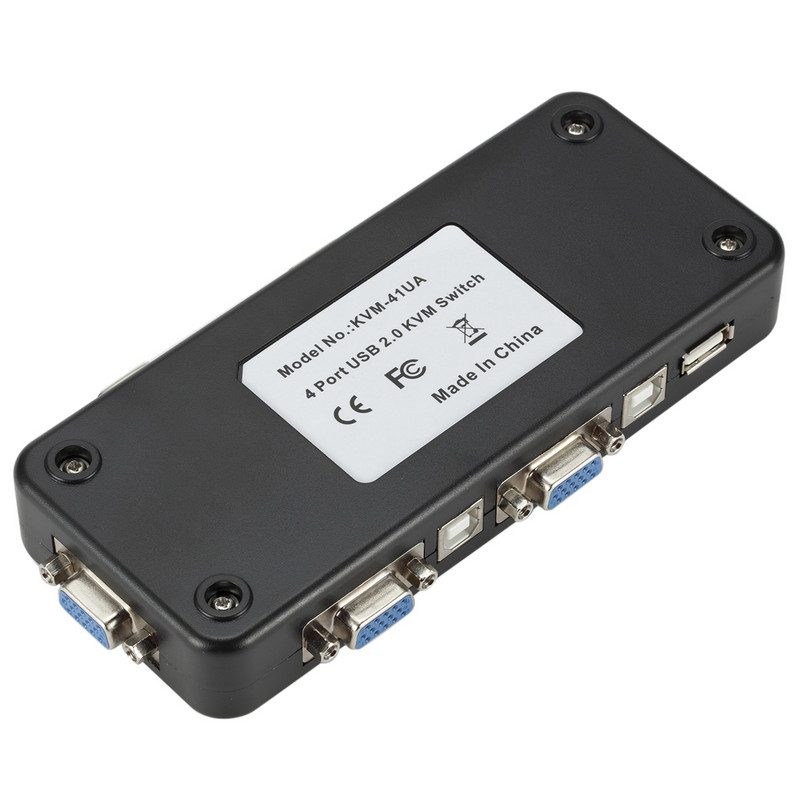 4 prievadų USB2.0 KVM perjungimo dėžutė, skirta pelės klaviatūros spausdintuvui, bendro naudojimo jungiklis 200 MHz 1920 x 1440 VGA monitoriaus perjungimo dėžutės adapteris