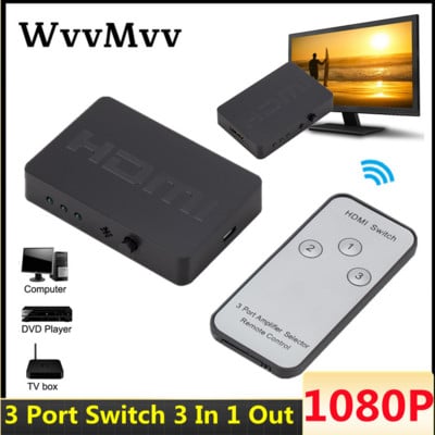 HDMI-ühilduv splitter 3 Port Hub Box Auto Switch 3 In 1 Out Switcher 1080P HD 1.4 kaugjuhtimispult Project HDTV Xbox360 Ps3 jaoks