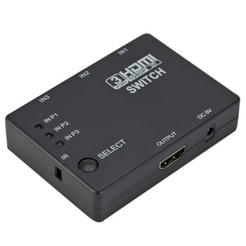 GRWIBEOU HDMI Switcher 3 In 1 Out 3 Ports Hub Box Auto Switch 1080p HD 1.4 С дистанционно за HDTV XBOX360 DVD проектор