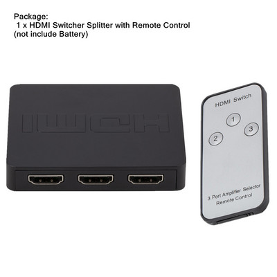 3 prievadų su HDMI suderinamas skirstytuvo šakotuvo dėžutės automatinio perjungimo nuotolinio valdymo pultas 3 in 1 išvesties jungiklis HD 1080P, skirtas HDTV Xbox360 Ps3