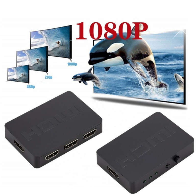 3 prievadų su HDMI suderinamas skirstytuvo šakotuvo dėžutės automatinio perjungimo nuotolinio valdymo pultas 3 in 1 išvesties jungiklis HD 1080P, skirtas HDTV Xbox360 Ps3