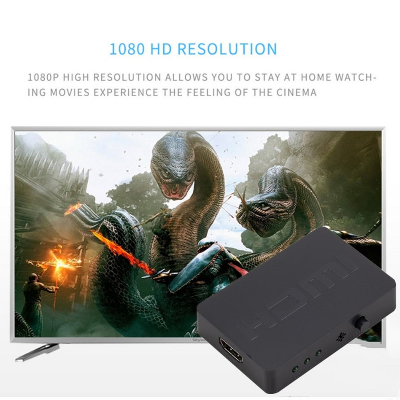 3 prievadų su HDMI suderinamas skirstytuvo šakotuvo dėžutės automatinio perjungimo nuotolinio valdymo pultas 3 in 1 išvesties jungiklis HD 1080P, skirtas HDTV Xbox360 Ps3