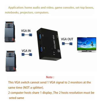 HD 2 In 1 Out Switcher 2 Port VGA Switch Box VGA за конзоли Set-top Boxs 2 хоста Share 1 Display Projector Notebook Computer