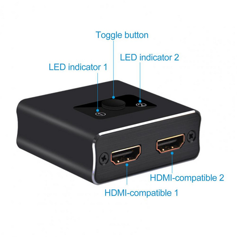 Splitter 2 u 1 izlaz Prijenosni 4K 1x2/2x1 adapter HDMI-kompatibilan Switcher za projektor TV računalo host Laptop stroj za igre