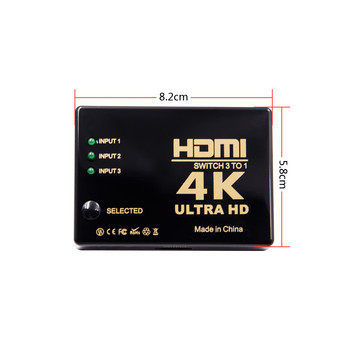 IXUR HDMI-съвместим превключвател 3 порта 4K*2K Switcher Splitter Box Selector 3x1 Ultra HD Video 1080P за DVD HDTV Xbox PS4