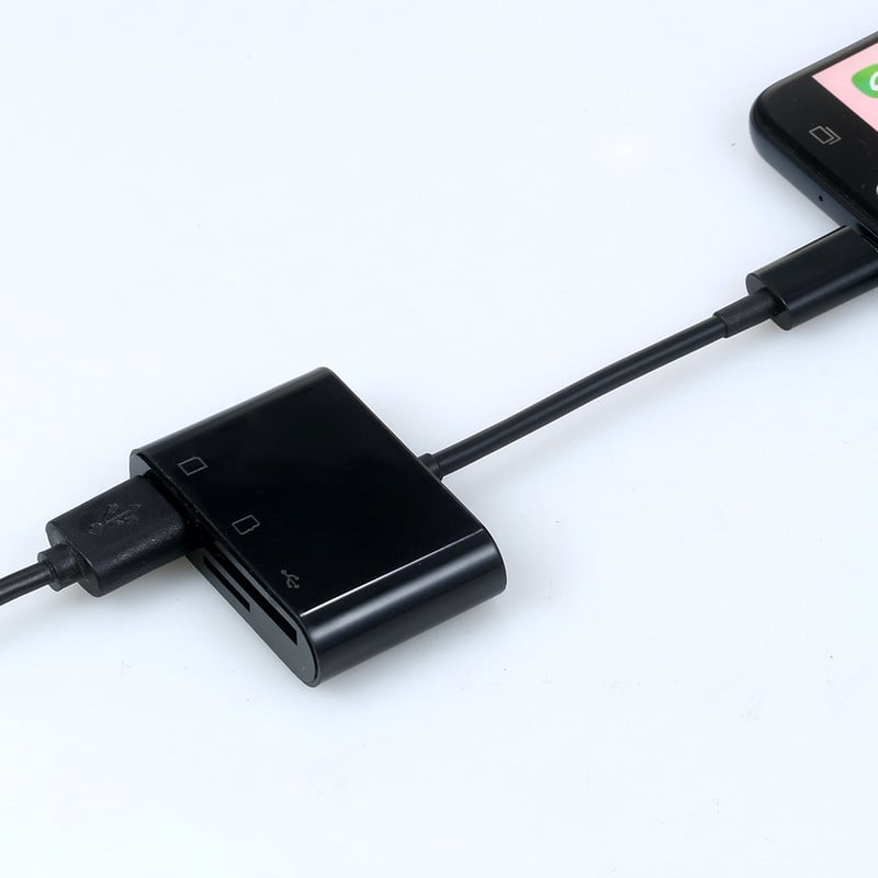 Adaptor 3-în-1 Micro USB la USB2.0+SD+TF Adaptor Micro USB OTG la USB2.0 SD TF Cititor de carduri Micro SD pentru dispozitive Micro USB