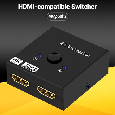 HDMI-compatible Switcher Bi-Directional High Resolution 4K@60hz HDMI-compatible 1X2/2X1 Switch Splitter for PS4 TV Box