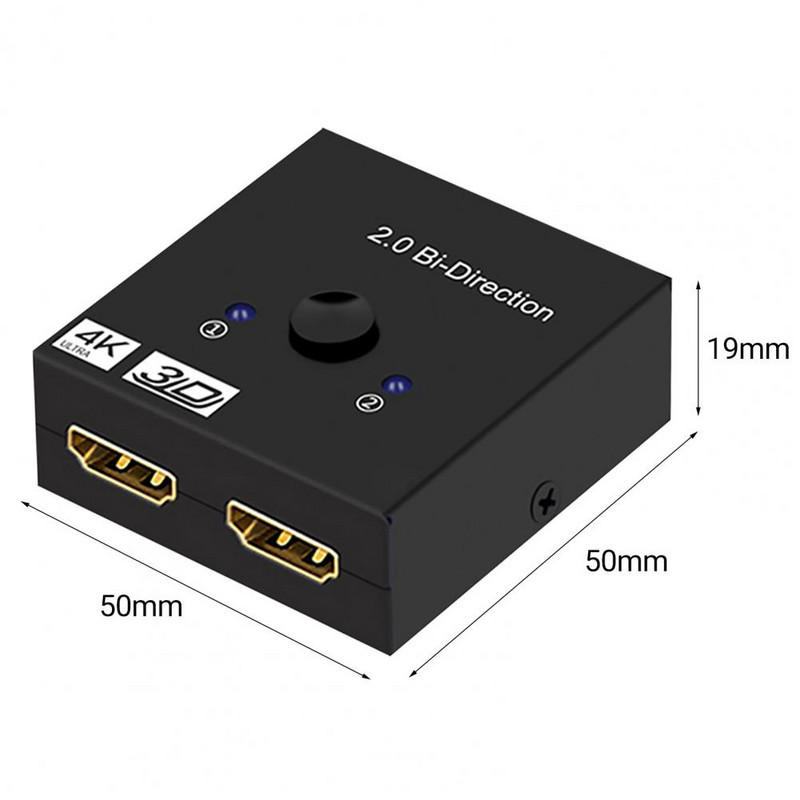 Ar HDMI saderīgs slēdzis divvirzienu augstas izšķirtspējas 4K@60hz ar HDMI saderīgs 1X2/2X1 slēdža sadalītājs PS4 televizoram