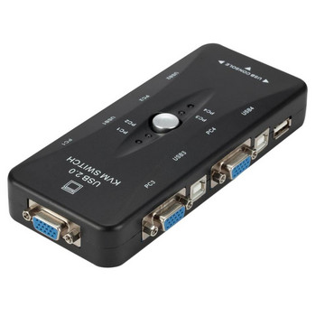 BGGQGG 4 θυρών USB2.0 KVM Switch Box για ποντίκι πληκτρολόγιο εκτυπωτή Κοινόχρηστος διακόπτης 200MHz 1920x1440 VGA Monitor Switch Box Adapter