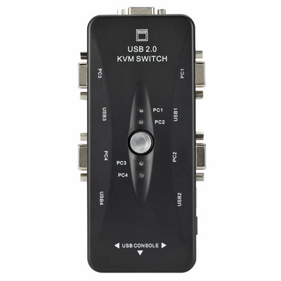 BGGQGG 4 portos USB2.0 KVM kapcsolódoboz egérhez billentyűzet nyomtatóhoz Share kapcsoló 200 MHz 1920x1440 VGA monitor kapcsolódoboz adapter