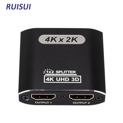 1x2 HDMI-ühilduv jaotur 1 sisse 2 väljund HDMI jaotur toetab täis-HD 4K @ 30HZ ja 3D Xbox PS3 PS4 Blu-Ray mängija ja palju muud
