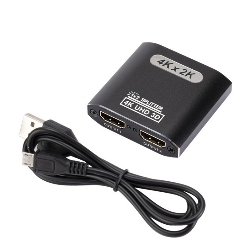 1x2 su HDMI suderinamas skirstytuvas 1 į 2 išvesties HDMI skirstytuvas palaiko Full HD 4K @ 30HZ ir 3D, skirtas Xbox PS3 PS4 Blu-Ray grotuvui ir kt.