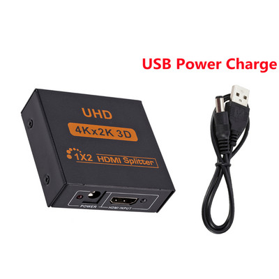 Grwibeou 4K HDMI skirstytuvas Full HD 1080p 1 in 2 HDMI skirstytuvas vaizdo HDMI jungiklis 1X2 dvigubas ekranas skirtas HDTV DVD PS3/4 XBOX