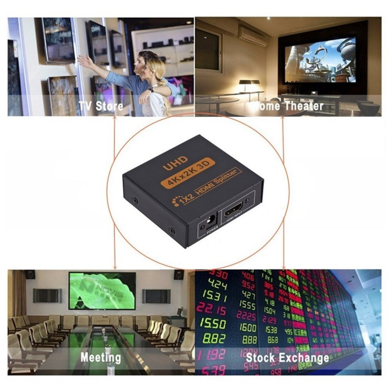 Grwibeou 4K HDMI skirstytuvas Full HD 1080p 1 in 2 HDMI skirstytuvas vaizdo HDMI jungiklis 1X2 dvigubas ekranas skirtas HDTV DVD PS3/4 XBOX