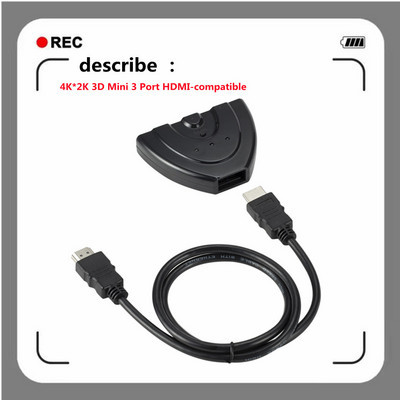 4K*2K 3D Mini 3 portu HDMI saderīgs slēdzis 1.4b 4K komutācijas sadalītājs 1080P 3 in 1 Out Port Hub DVD HDTV Xbox PS3 PS4