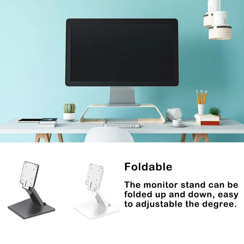 Monitora statīva kronšteins 75 mm galddatora salokāms plaukts PC TV plakanā turētāja pakaramais Regulējams datora atbalsts 17-24 collām
