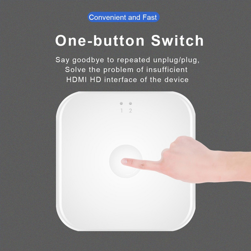 4K HDMI jungiklis 2 prievadai dvikryptis 2x1 HDMI perjungiklio skirstytuvas Palaiko Ultra HD 4K 1080P 3D HD HDCP, skirtas PS4 Xbox HDTV