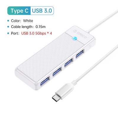 ORICO C tipo HUB USB HUB 3.0 4 prievadų skirstytuvas USB HUB adapterio išplėtimo dokas itin plonas OTG adapteris, skirtas asmeninio kompiuterio priedams