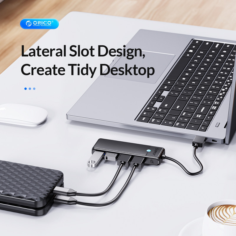 ORICO C tipo HUB USB HUB 3.0 4 prievadų skirstytuvas USB HUB adapterio išplėtimo dokas itin plonas OTG adapteris, skirtas asmeninio kompiuterio priedams