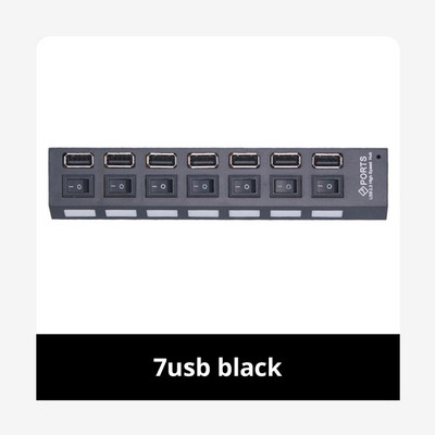 Switch Extension Hub 7 prievadų USB2.0 šakotuvas Kompiuterio USB plėtinio šakotuvas One Drag Seven USB2.0 skirstytuvas kompiuterio nešiojamasis kompiuteris darbalaukis