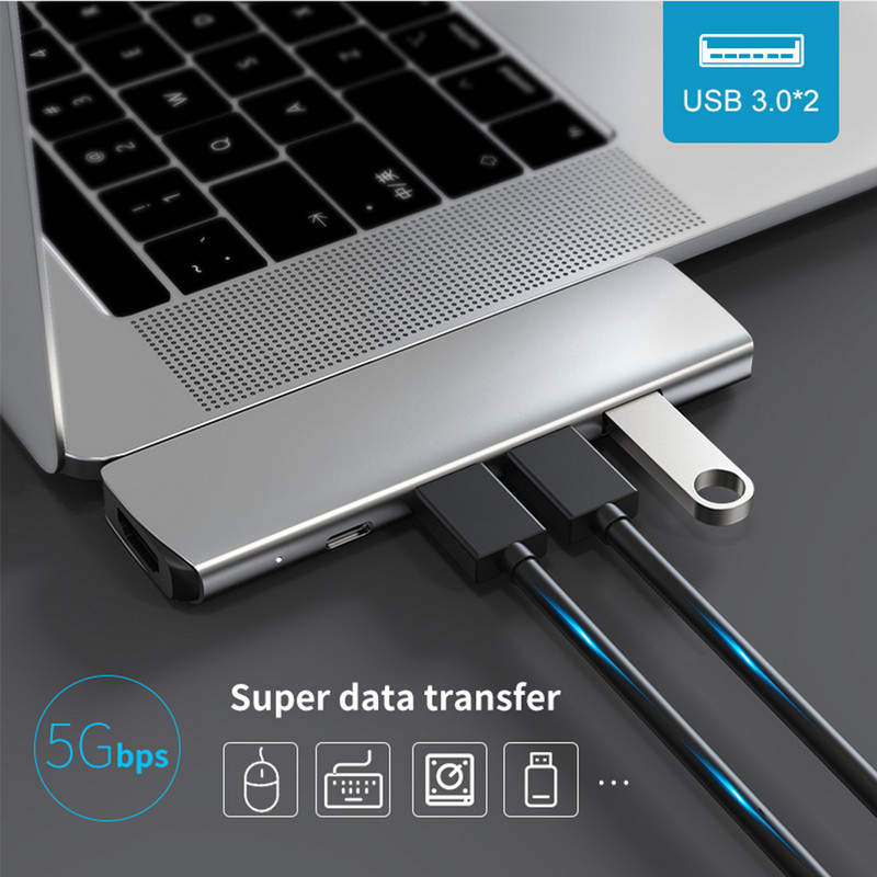 USB 3.1 Type-C Hub na HDMI adapter 4K Thunderbolt 3 USB C Hub s Hub 3.0 TF SD Reader Slot PD za MacBook Pro/Air 2018 - 2020