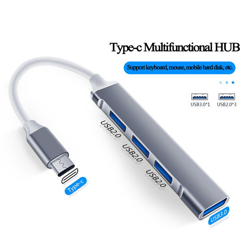 USB C HUB 3.0 Type-C 4-portový multi USB rozbočovač/adaptér OTG pre HUAWEI Xiaomi Macbook Pro 13 15 Air Pro PC počítačové príslušenstvo