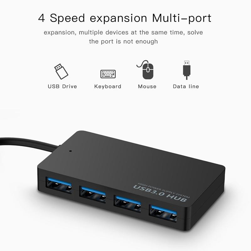 Hub USB USB 3.0 4 PORTURI HUB de tip C Cablu de date de mare viteză Adaptor convertizor Suport sisteme multiple Adaptor USB Plug and Play