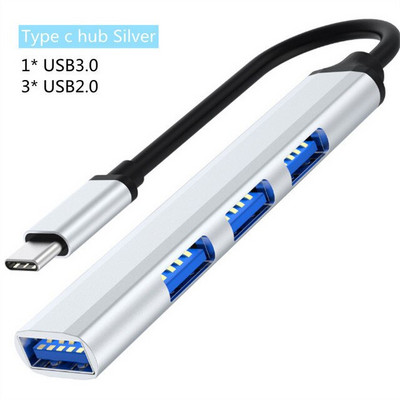 Alumíniumötvözet osztó, többfunkciós, egy húzású, négy elosztó hub bővítő, nagy sebességű számítógépes több interfészes dokkoló