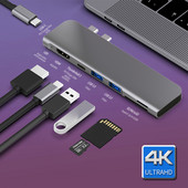 Adaptor Hub USB 3.1 Type-C la HDMI 4K Thunderbolt 3 Hub USB C cu Hub 3.0 TF Slot pentru cititor SD PD pentru MacBook Pro/Air 2018 - 2020