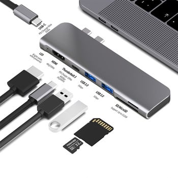 USB 3.1 Type-C хъб към HDMI адаптер 4K Thunderbolt 3 USB C хъб с хъб 3.0 TF SD четец слот PD за MacBook Pro/Air 2018 - 2020