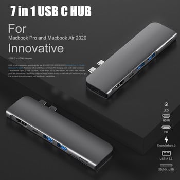 USB 3.1 Type-C Hub σε HDMI Adapter 4K Thunderbolt 3 USB C Hub with Hub 3.0 TF SD Reader PD for MacBook Pro/Air 2018 - 2020