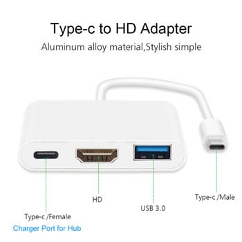 USB HUB Type C към HDMI-съвместим кабел 4K конвертор, адаптер Type C към HD-MI/USB 3.0/Type-C за PC лаптоп MacBook Huawei Mate 30