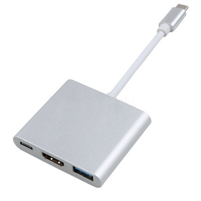 C tipo USB HUB prie HDMI suderinamo kabelio 4K konverterio adapteris C tipo į HD-MI/USB 3.0/C tipą, skirtas asmeniniam nešiojamajam kompiuteriui MacBook Huawei Mate 30