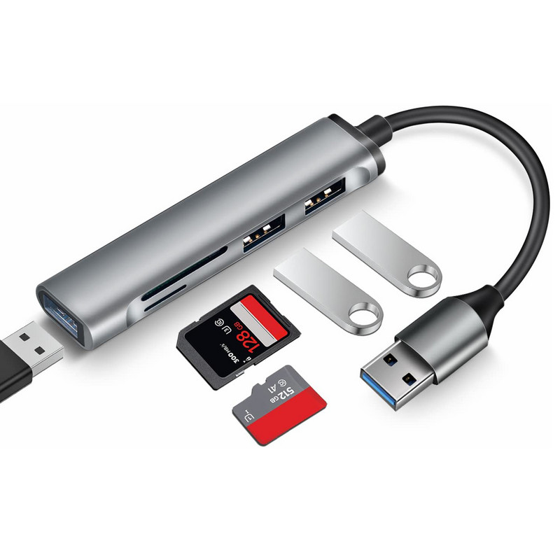 5 v 1 HUB typu C Vysokorýchlostný USB 3.0 HUB Rozbočovač Čítačka kariet Multiport s SD TF portami pre Macbook Počítačové príslušenstvo HUB USB