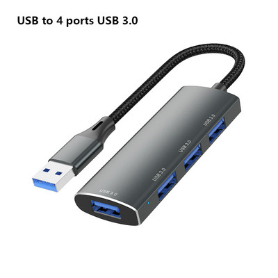 YUCUN USB HUB 3-0 4 porty USB 3.0 adaptér 5 Gbps vysokorýchlostný multi USB-C rozbočovač pre Lenovo Macbook Pro PC príslušenstvo tipo c