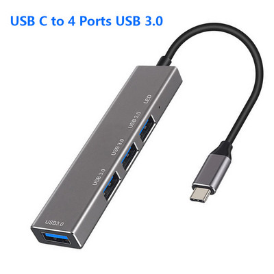 YUCUN USB HUB 3-0 4 porty USB 3.0 adaptér 5 Gbps vysokorýchlostný multi USB-C rozbočovač pre Lenovo Macbook Pro PC príslušenstvo tipo c