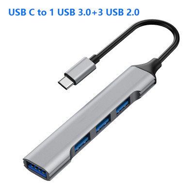 YUCUN USB HUB 3-0 4 porty USB 3.0 adaptér 5 Gbps vysokorýchlostný multi USB-C rozbočovač pre Lenovo Macbook Pro PC príslušenstvo tipo c