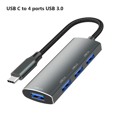 YUCUN USB HUB 3-0 4 porty USB 3.0 adaptér 5 Gbps vysokorýchlostný multi USB-C rozbočovač pre Lenovo Macbook Pro PC príslušenstvo tipo c