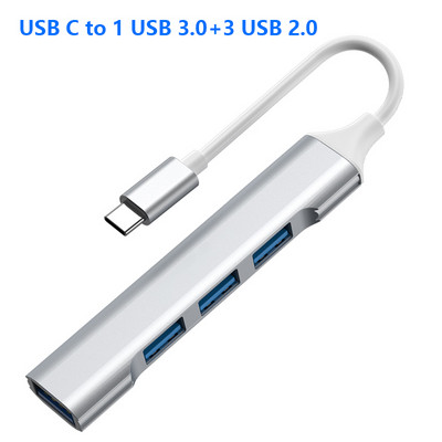 YUCUN USB HUB 3-0 4 porty USB 3.0 adaptér 5 Gbps vysokorýchlostný multi USB-C rozbočovač pre Lenovo Macbook Pro PC príslušenstvo tipo c