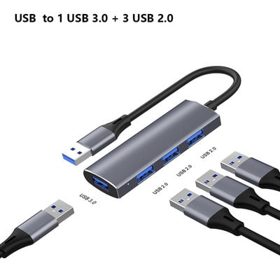 YUCUN USB HUB 3-0 4 porty USB 3.0 adaptér 5 Gbps vysokorýchlostný multi USB-C rozbočovač pre Lenovo Macbook Pro PC príslušenstvo tipo c