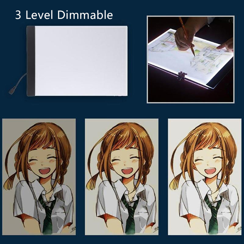 A5 (24x15cm) LED piešimo planšetė skaitmeninės grafikos bloknotas LED šviesdėžės kopijavimo lenta elektroninis meninis grafinis paveikslas A5 rašomasis stalas