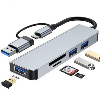 RYRA USB3.0 Type C докинг станция USB C HUB 4 порта USB 2.0 хъб PD TF карта хъб USB адаптерна станция Преносим ултратънък хъб за данни