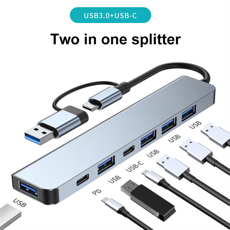 Stație de andocare USB 3.0 tip C RYRA HUB USB C 4 porturi Hub USB 2.0 PD TF Card Hub Stație adaptor USB Hub portabil de date ultra subțire