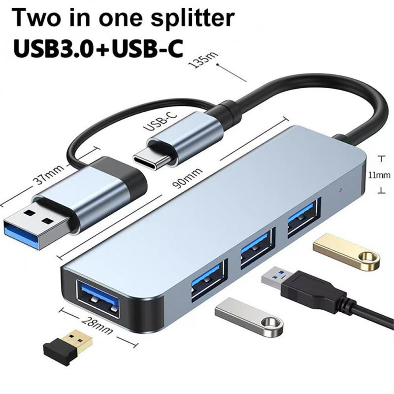 Stație de andocare USB 3.0 tip C RYRA HUB USB C 4 porturi Hub USB 2.0 PD TF Card Hub Stație adaptor USB Hub portabil de date ultra subțire