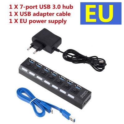 USB 3.0 elosztó USB elosztó 3.0 több USB-elosztó 3-as hálózati adapterrel