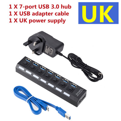 USB 3.0 elosztó USB elosztó 3.0 több USB-elosztó 3-as hálózati adapterrel