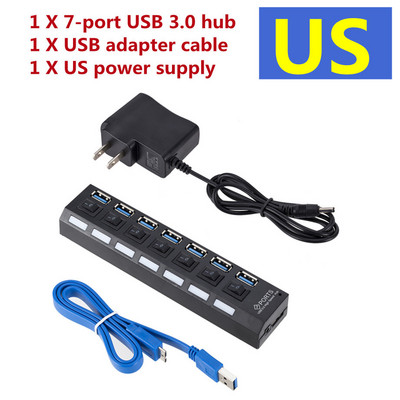 USB 3.0 elosztó USB elosztó 3.0 több USB-elosztó 3-as hálózati adapterrel