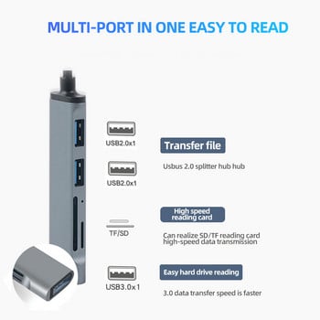 USB 3.0 HUB USB C TypeC HUB Switch Extension Hub Високоскоростен сплитер четец на карти с SD TF портове Multiport за компютър Macbook